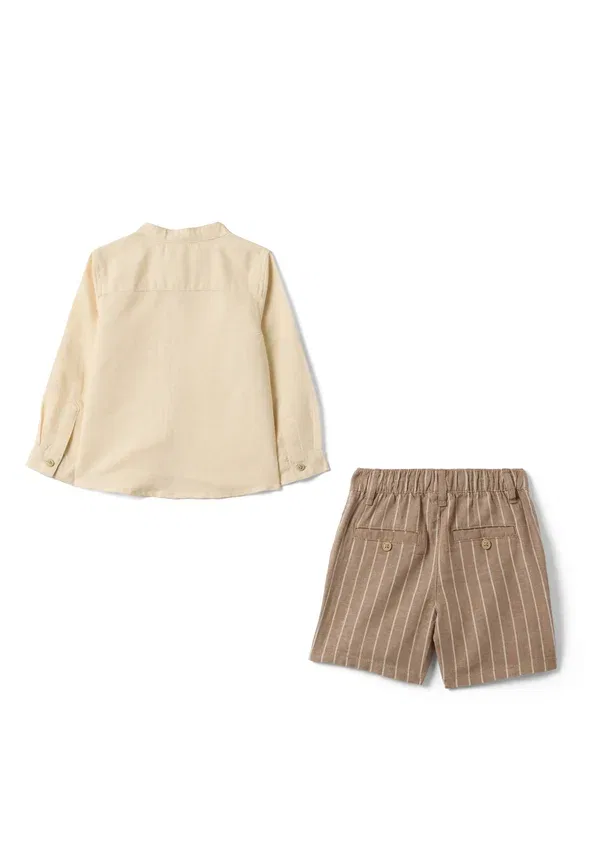 Комплект из рубашки и шорт, Striped, Ovs, beige brown, коричневый — фото 2