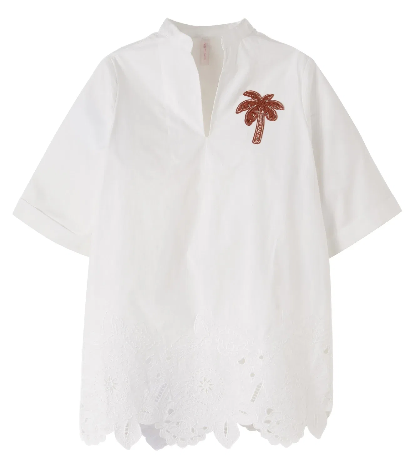 Платье Indra из хлопкового поплина с вышивкой ZIMMERMANN Kids, белый