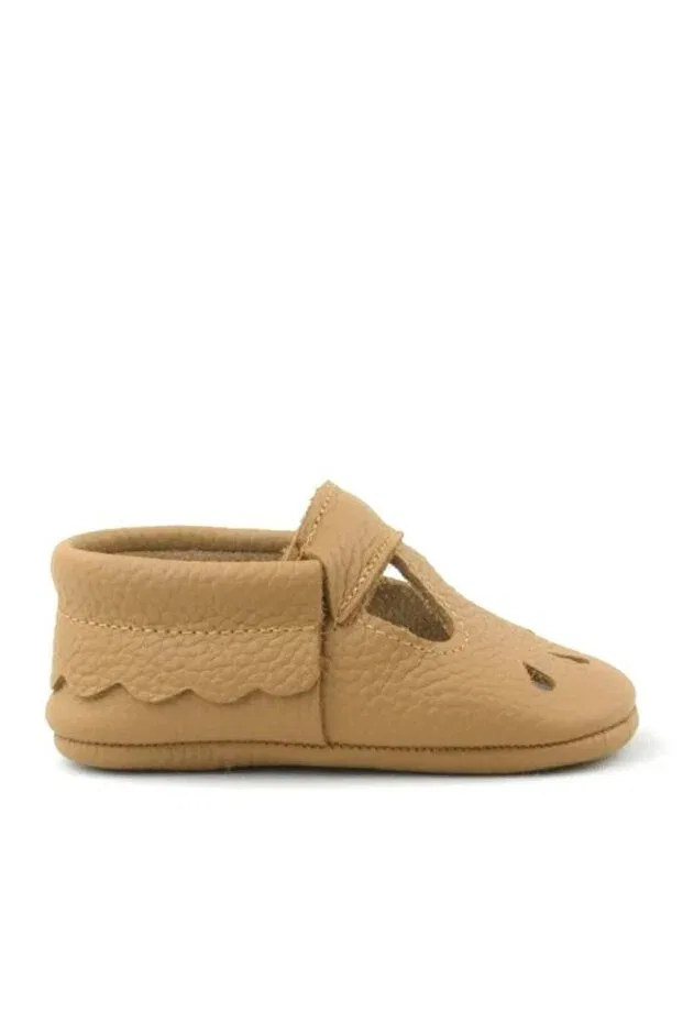 Детские пинетки для новорожденных кожаные Bubbles Hapshoe, Brown — фото 3