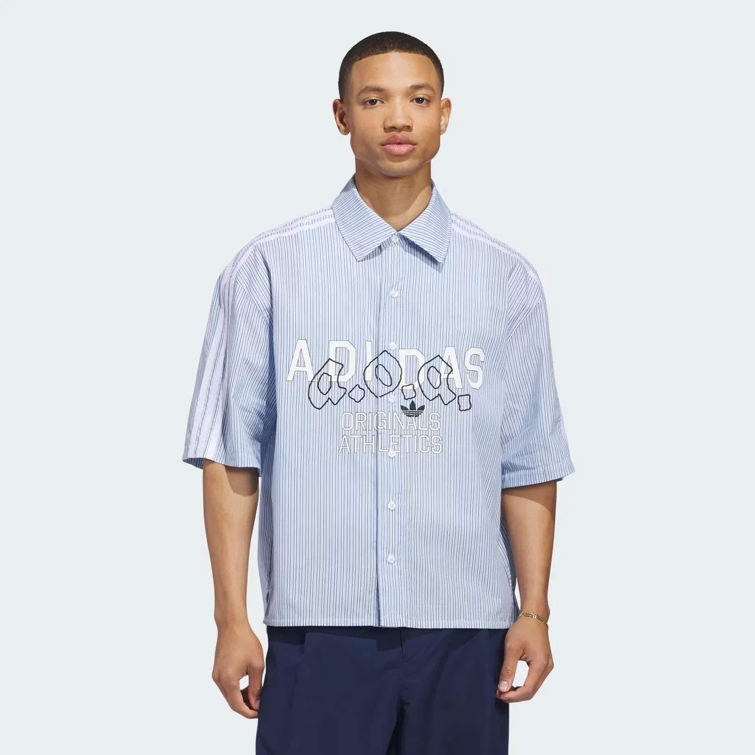 Мужская рубашка с коротким рукавом свободной посадки AOA Button Up Adidas Originals, Night Indigo
