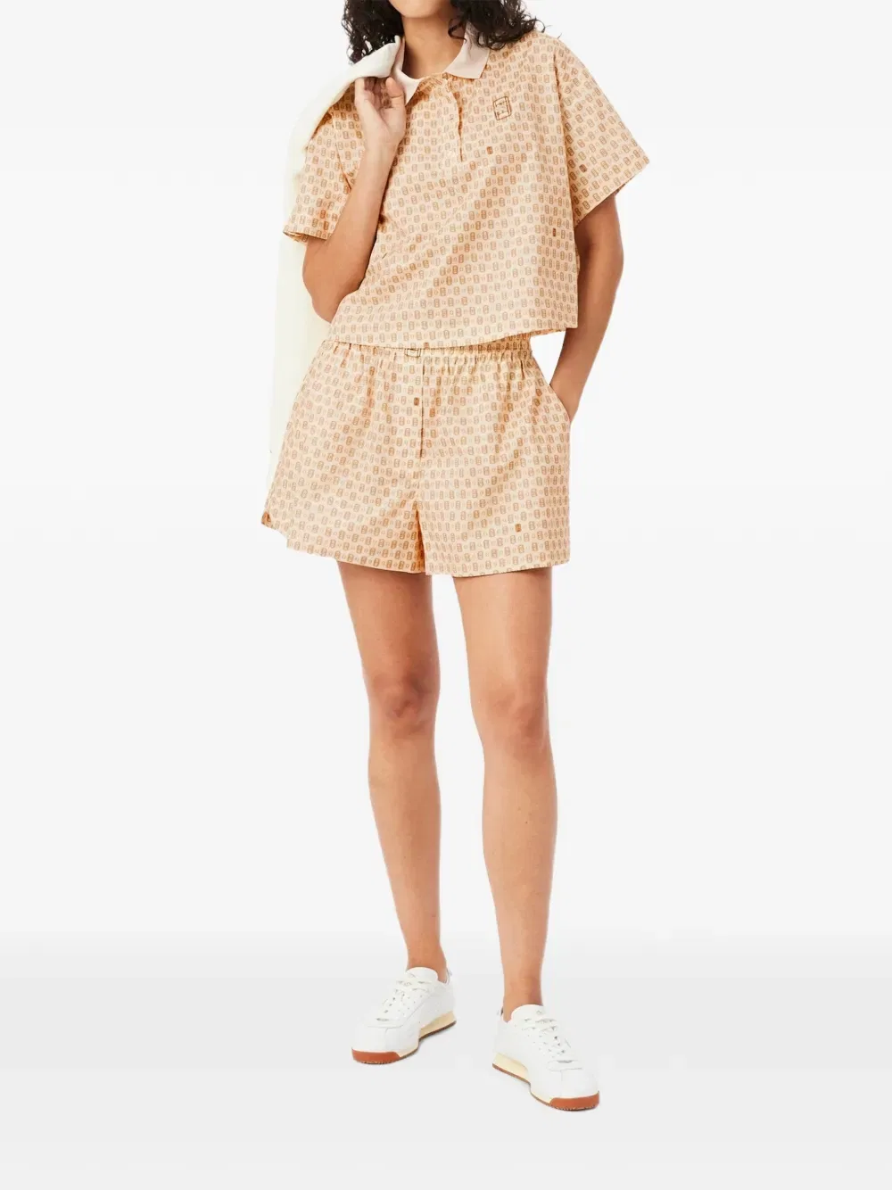 Футболка-поло оверсайз Lacoste, бежевый — фото 2