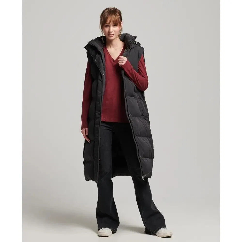 Женская длинная безрукавка с капюшоном Superdry, Цвет: Schwarz — фото 2