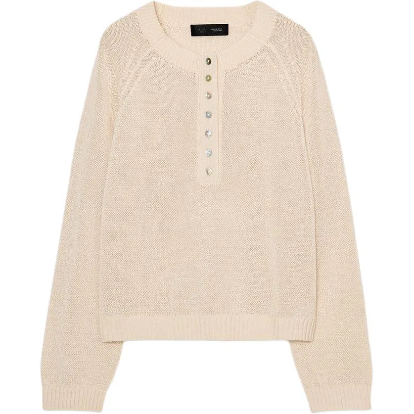 Женский свитер с воротником-стойкой Raw White ZARA, Raw White