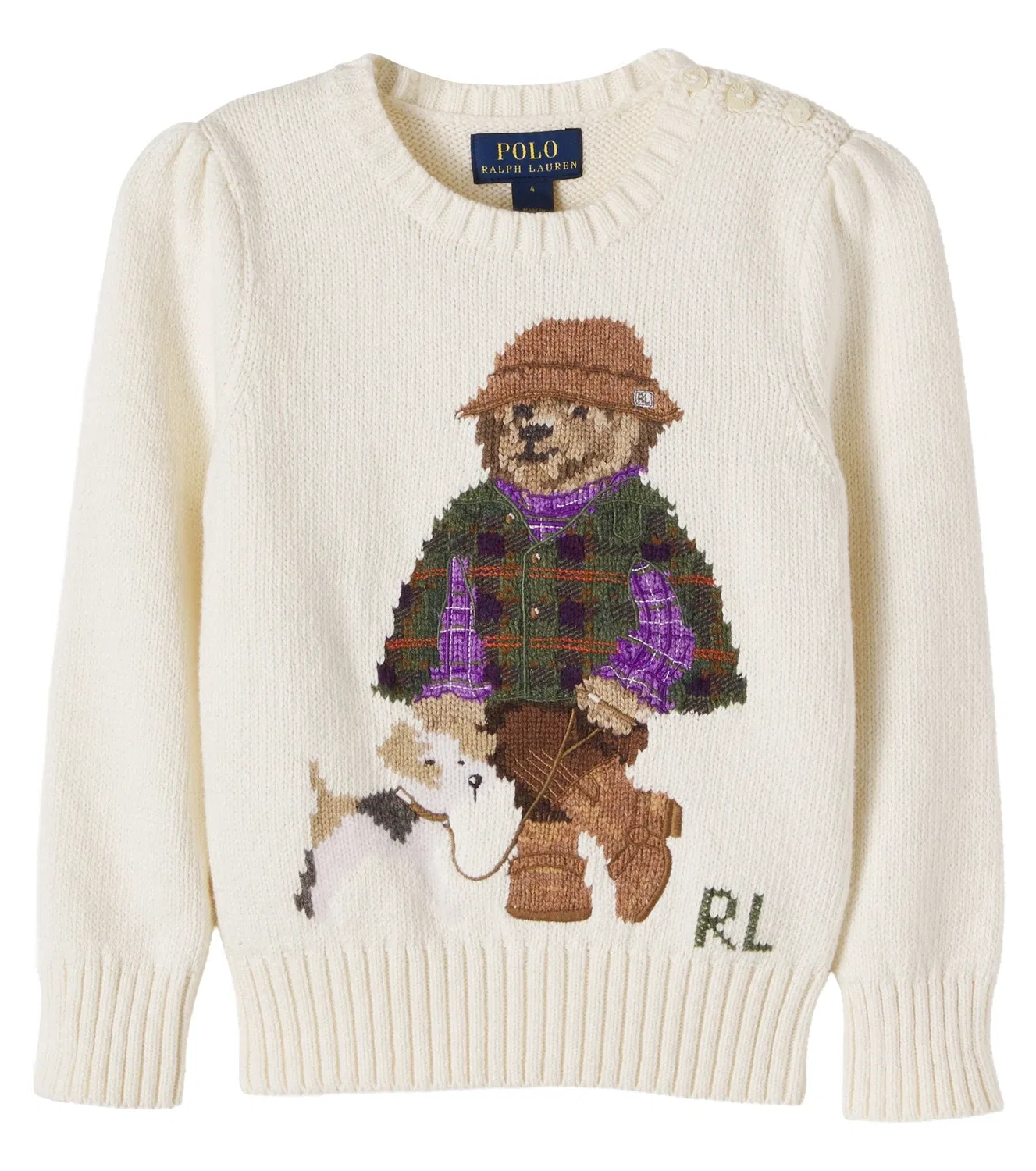 Свитшот хлопковый с медведем Polo Ralph Lauren Kids, белый