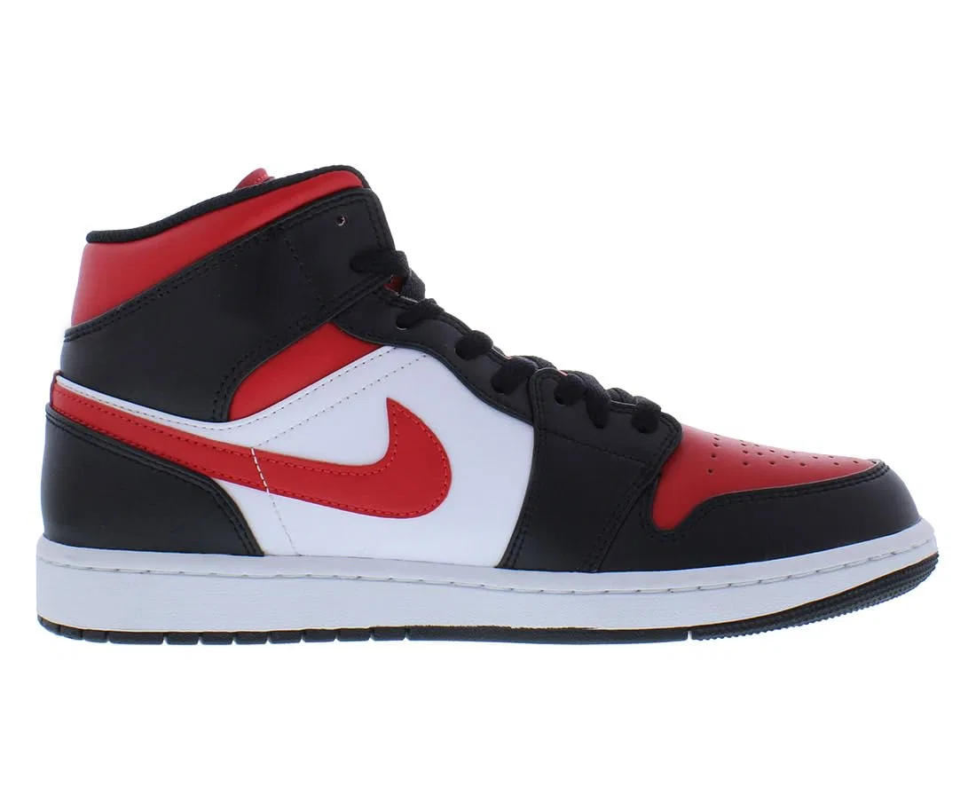 Детские баскетбольные кроссовки для мальчиков Jordan 1 Mid Ps NIKE, Black Fire Red White — фото 3