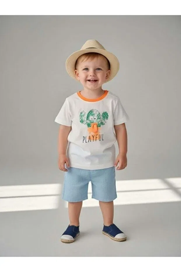 Детское для мальчиков футболка с принтом хлопковая Zekids, White