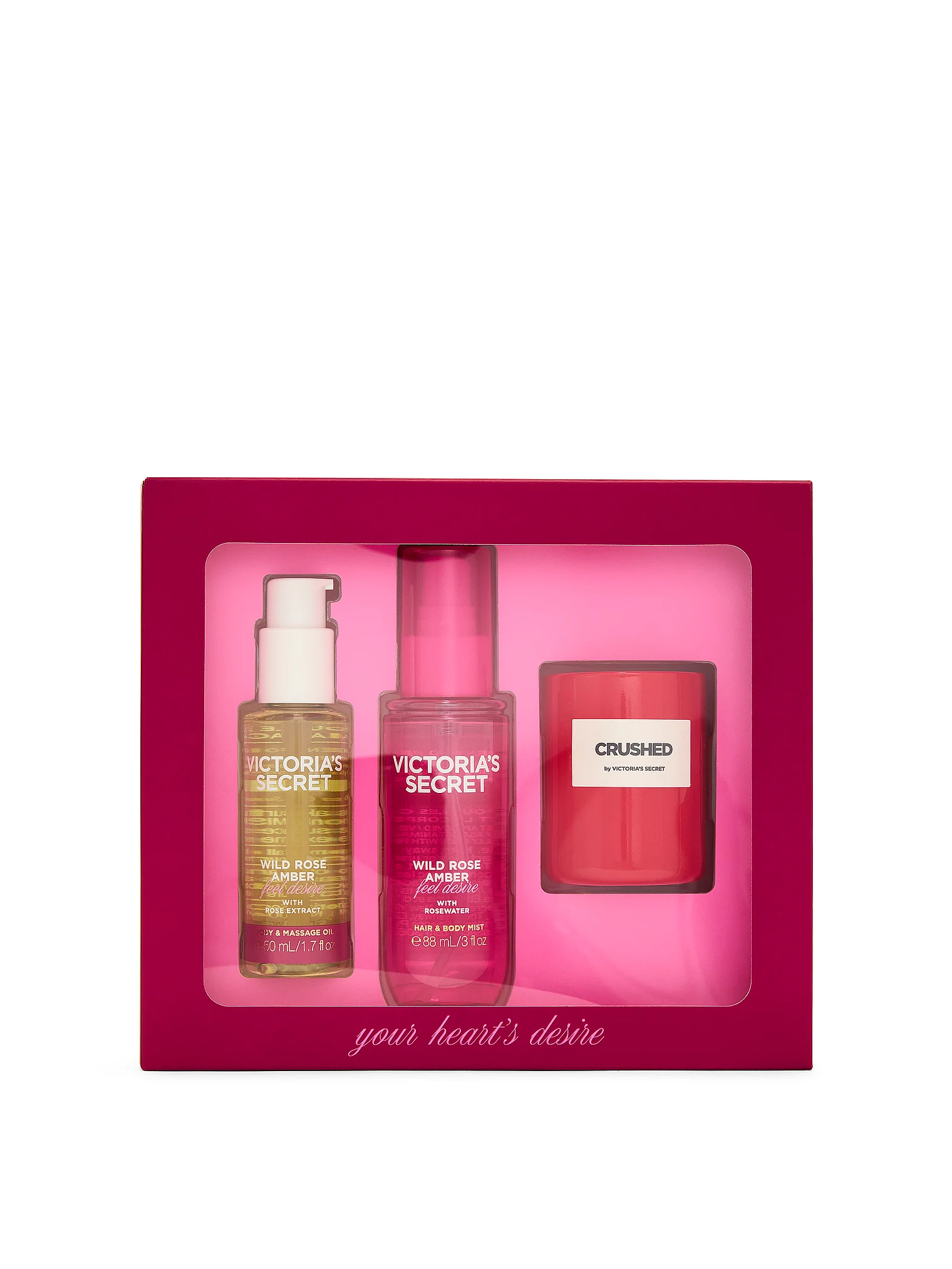 

Подарочный набор Victoria's Secret Body Care Wild Rose Amber ft. Exclusive Body Care Minis and Crushed, 3 штуки
