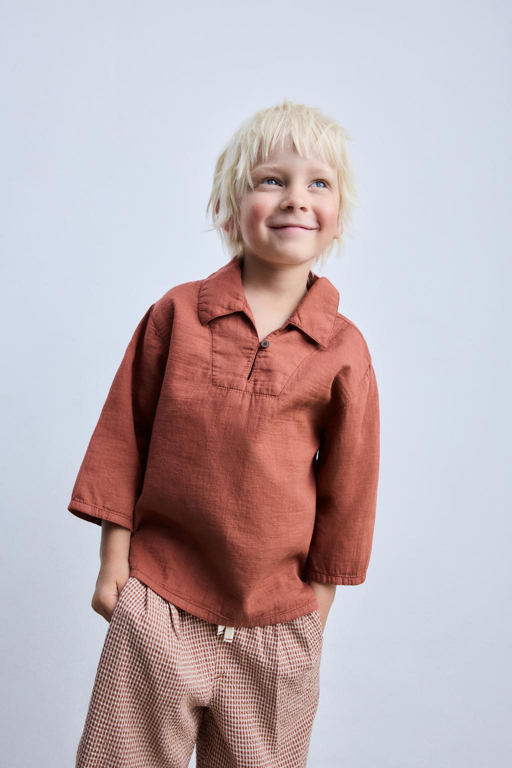 

Текстурированная рубашка ZARA, цвет Maroon