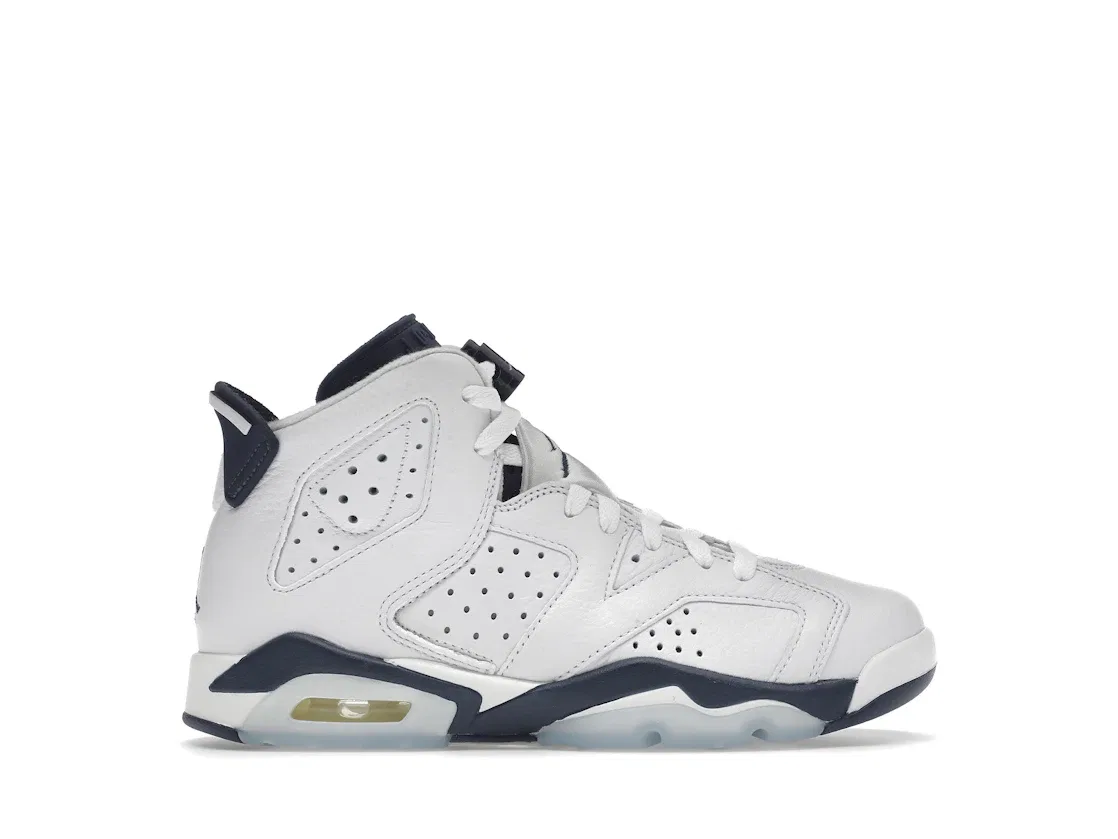 Детские кроссовки высокие с перфорацией Jordan 6 Retro, White/Midnight Navy
