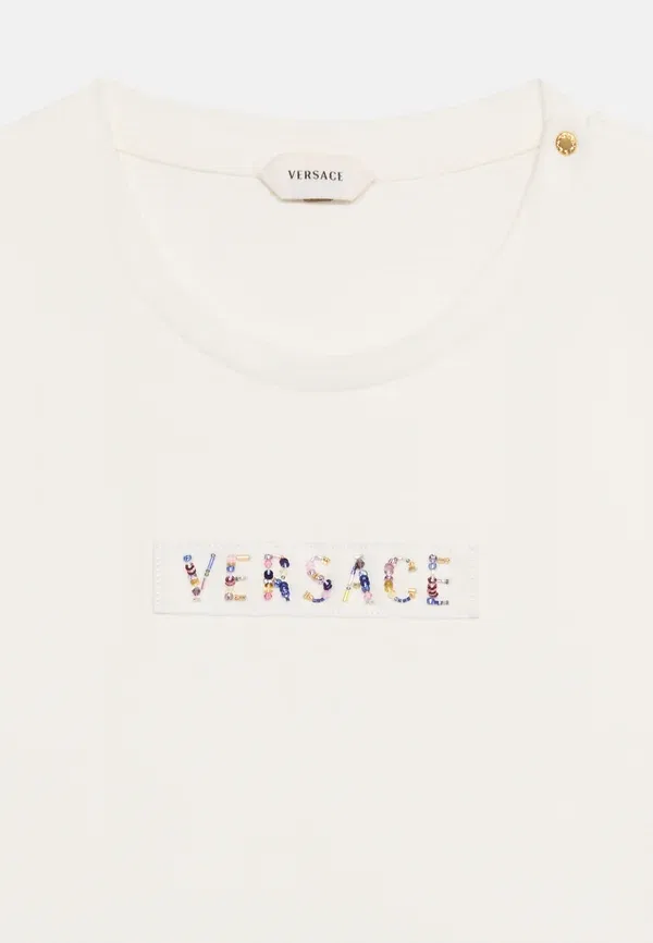 Футболка унисекс с принтом в виде бусин Versace, белый/мультиколор — фото 3