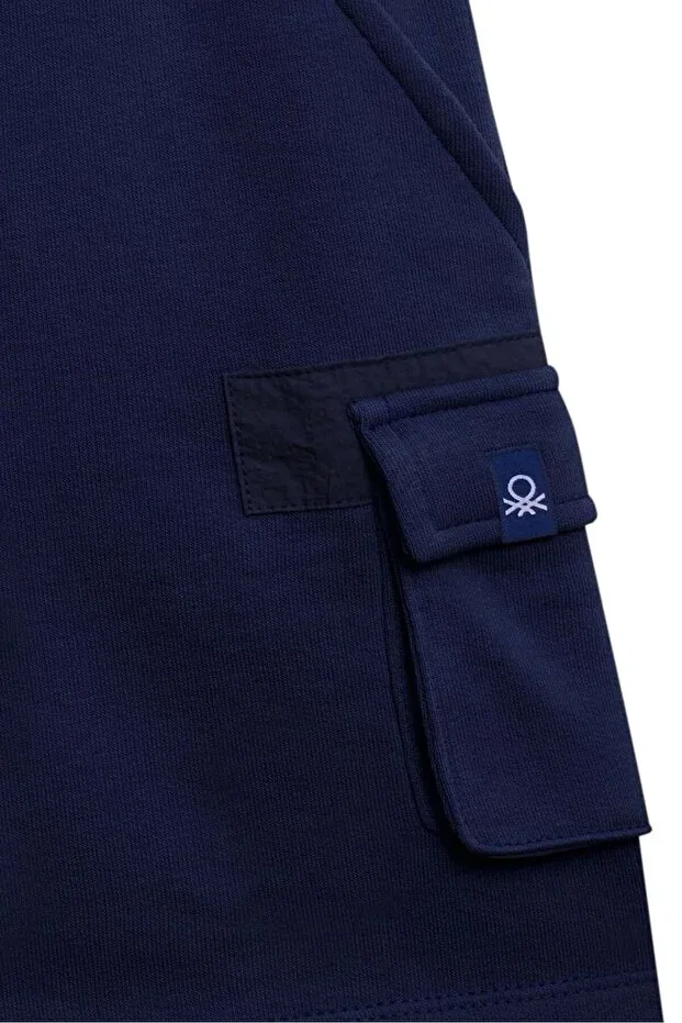 Детские шорты для мальчиков однотонные United Colors Of Benetton, Navy Blue — фото 3