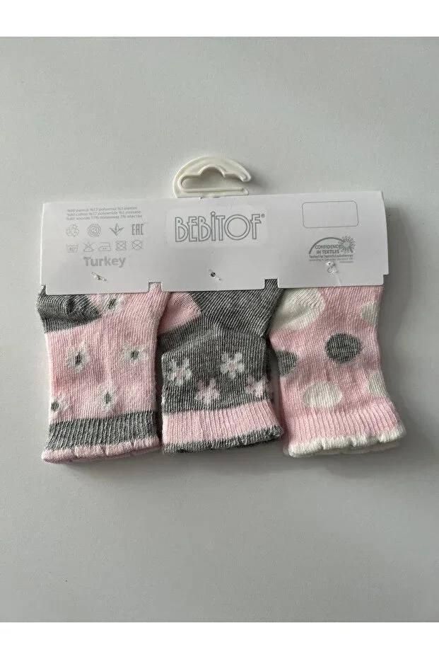 Детские носки для новорожденных девочек хлопковые Bebitof Newborn Baby Girl Socks Miniworld, Gray — фото 3