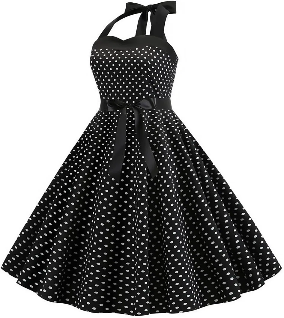 Женское коктейльное платье с галстуком-завязкой Rockabilly, Black — фото 4