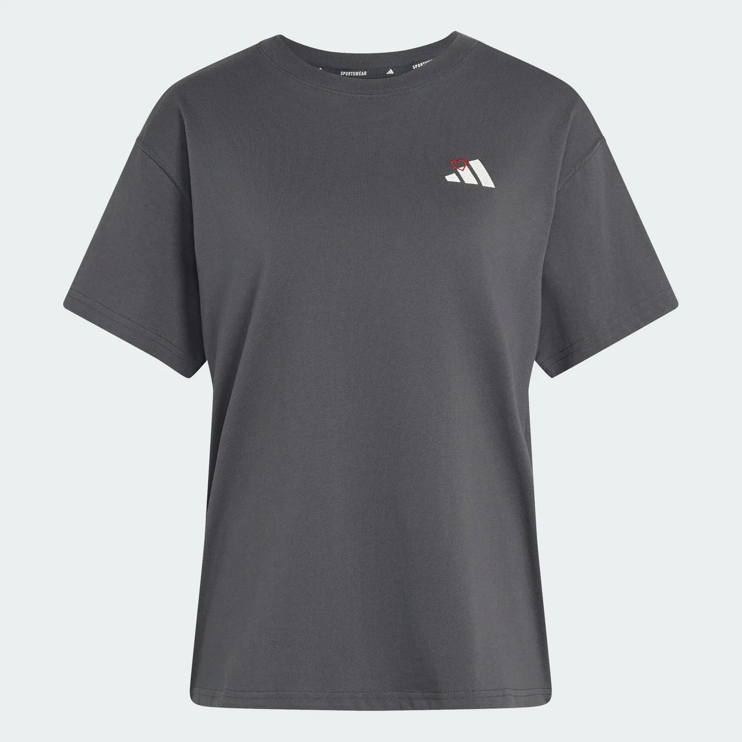 Мужская свободная футболка с принтом Embroidery Pack Grafik T-Shirt Adidas, Dunkelgrau — фото 2