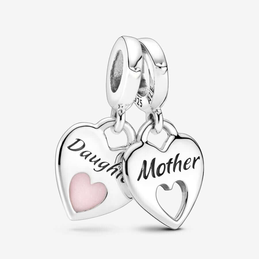 

Шарм-подвеска Pandora Moments Double Heart Split, серебро/розовый