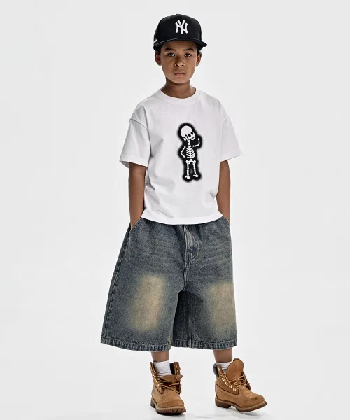 Детская футболка с принтом, укороченная, Hello Bon TAKEASY KIDS, White — фото 3