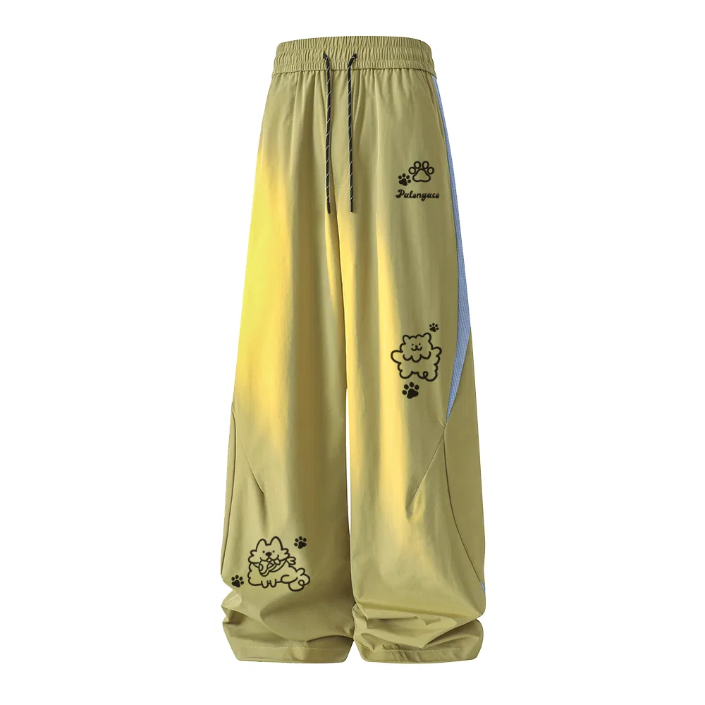 Детские широкие брюки свободного кроя с принтом Casual Pants, PAL ONGACO, Olive Green