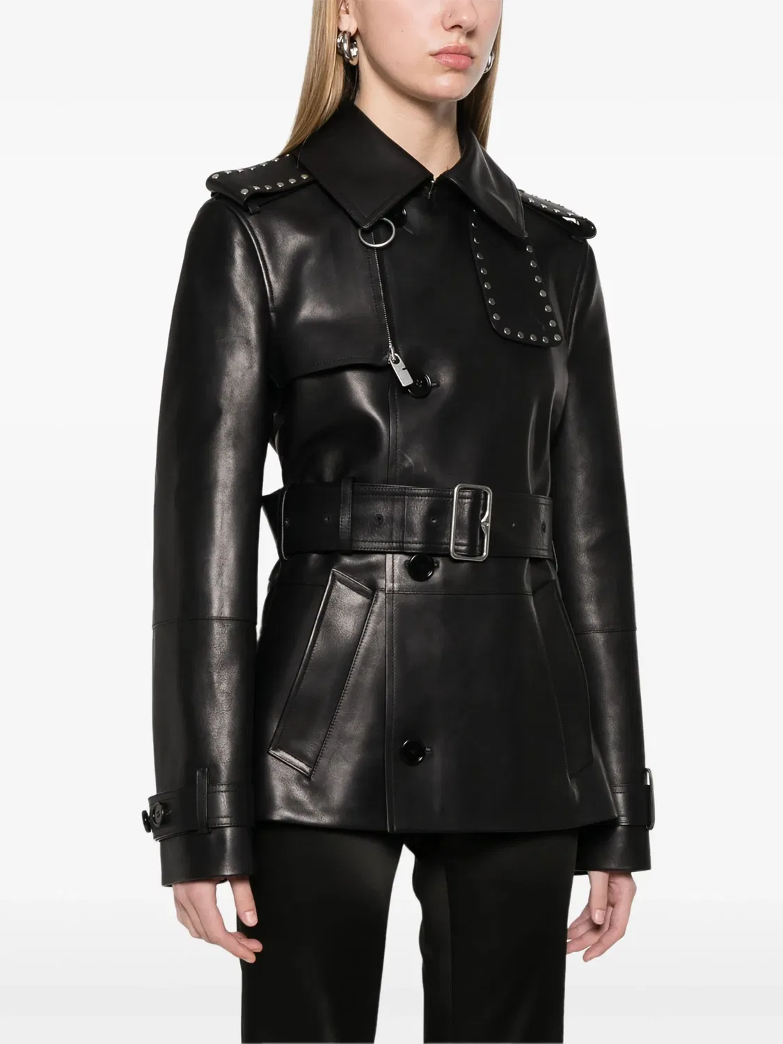 Кожаная куртка Burberry, черный — фото 2
