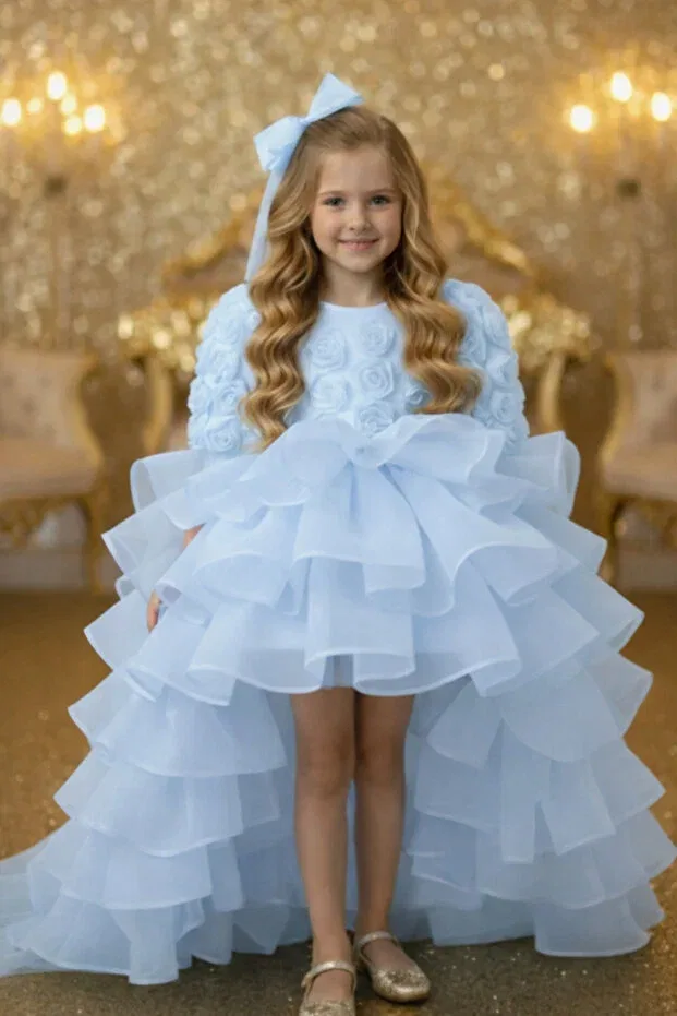 Детское платье для девочек длинное с принтом Tomac, Baby Blue — фото 2