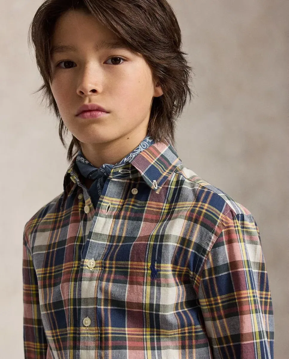 Детская рубашка для мальчиков из хлопкового мадраса Polo Ralph Lauren, Multicolor — фото 2
