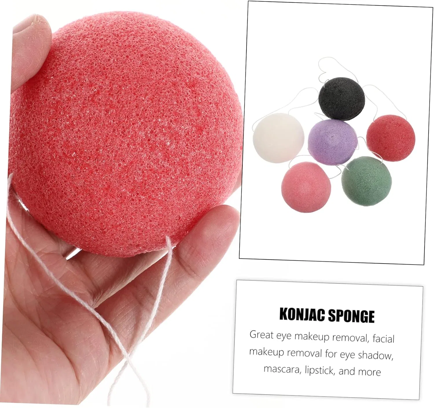 Набор спонжей для лица Konjac, 6 шт, Vaguelly, Ассорти — фото 3