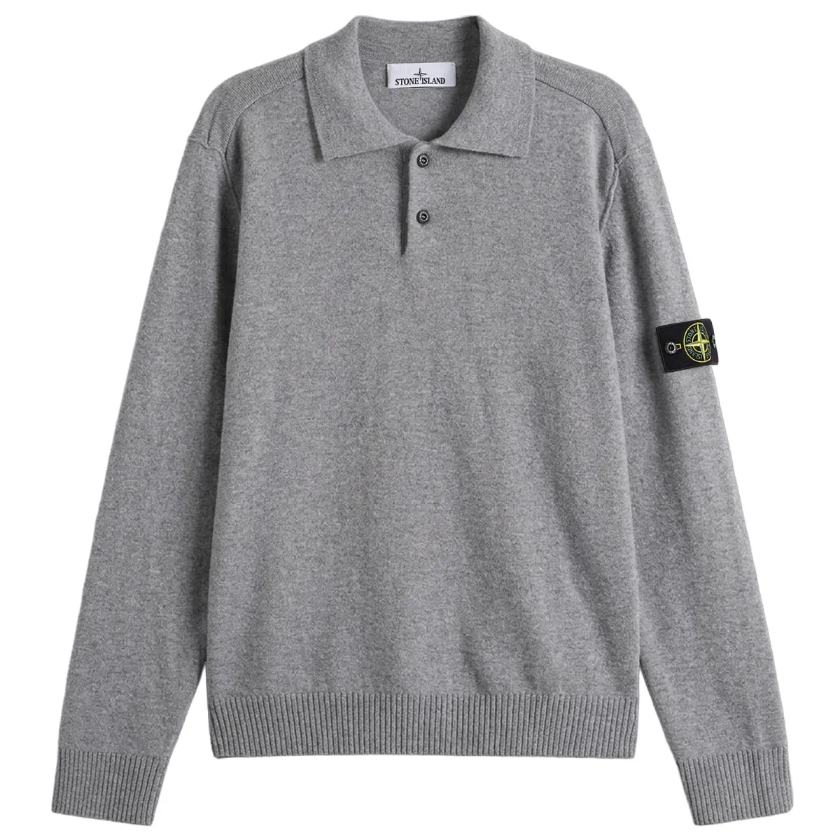Лонгслив из мериносовой шерсти Geelong Wool Long Sleeve Polo Stone Island, Grey Melange
