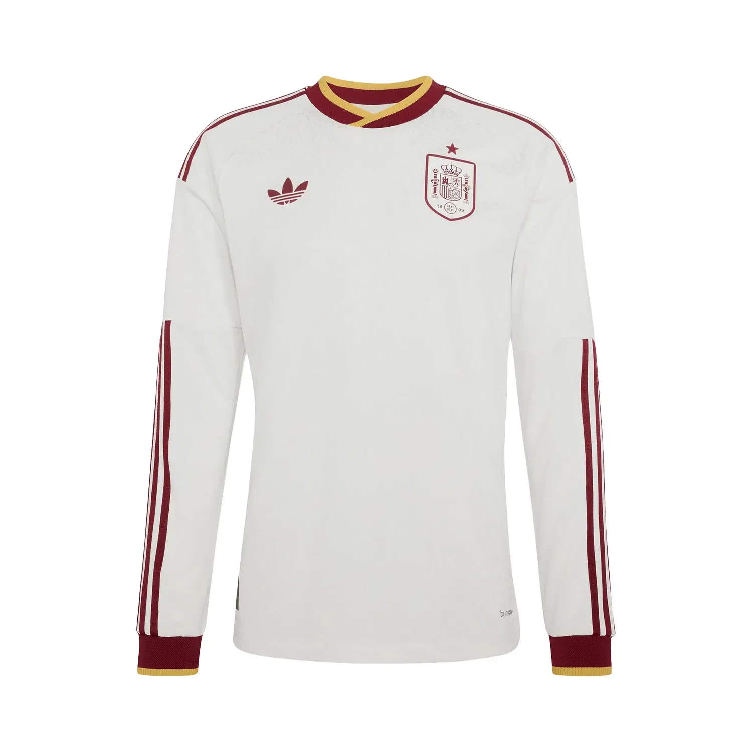 Оригинальная выездная футболка Adidas Spain 26 с длинным рукавом (азиатские размеры), белый