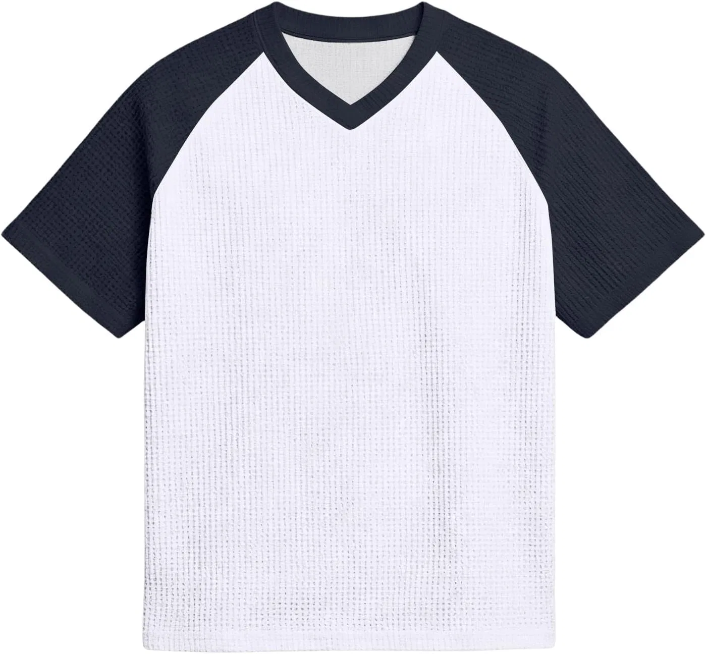 Мужская футболка с вафельной текстурой Summer Short Sleeve V Neck, White — фото 3
