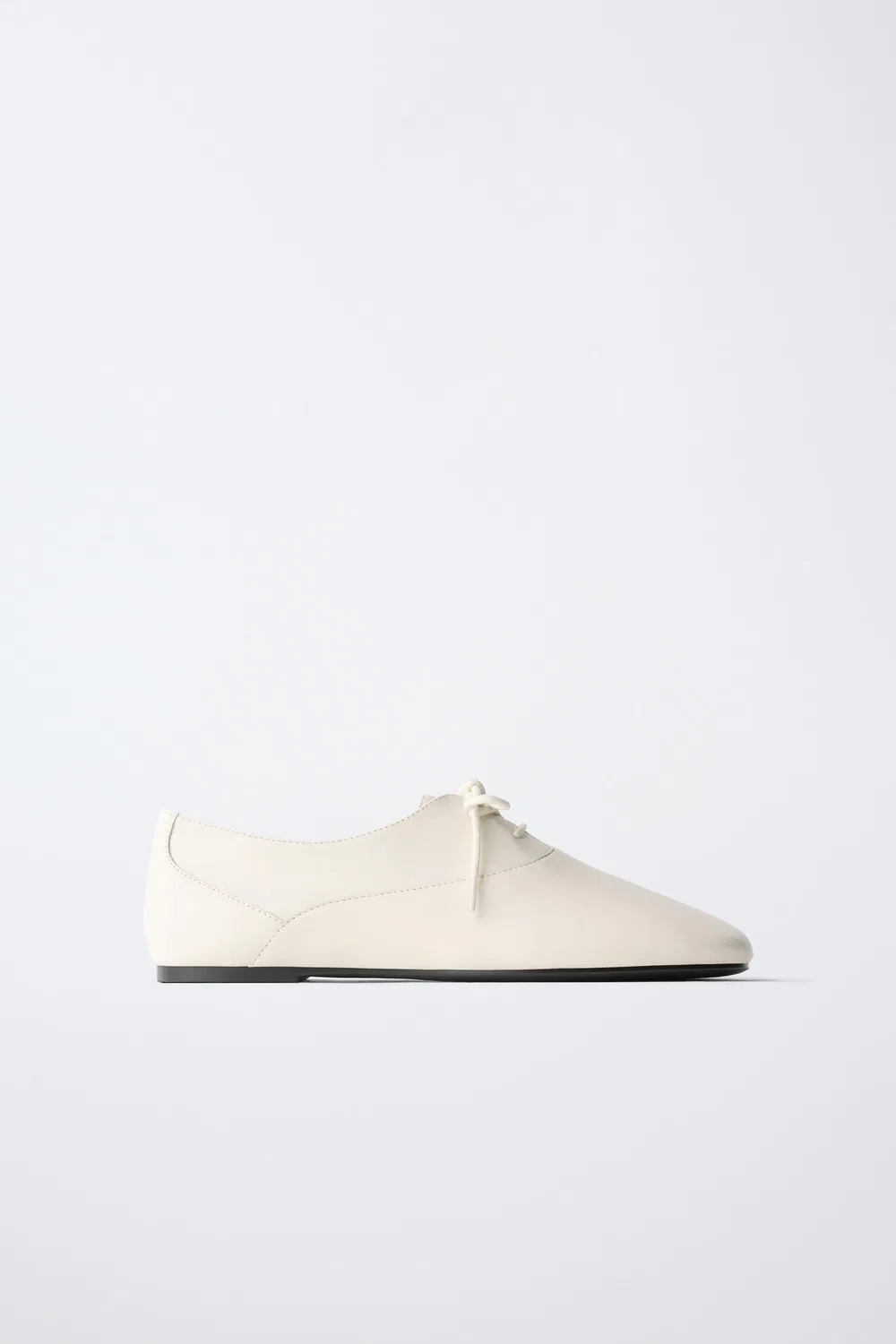 Кожаные туфли-дерби на шнуровке ZARA, White