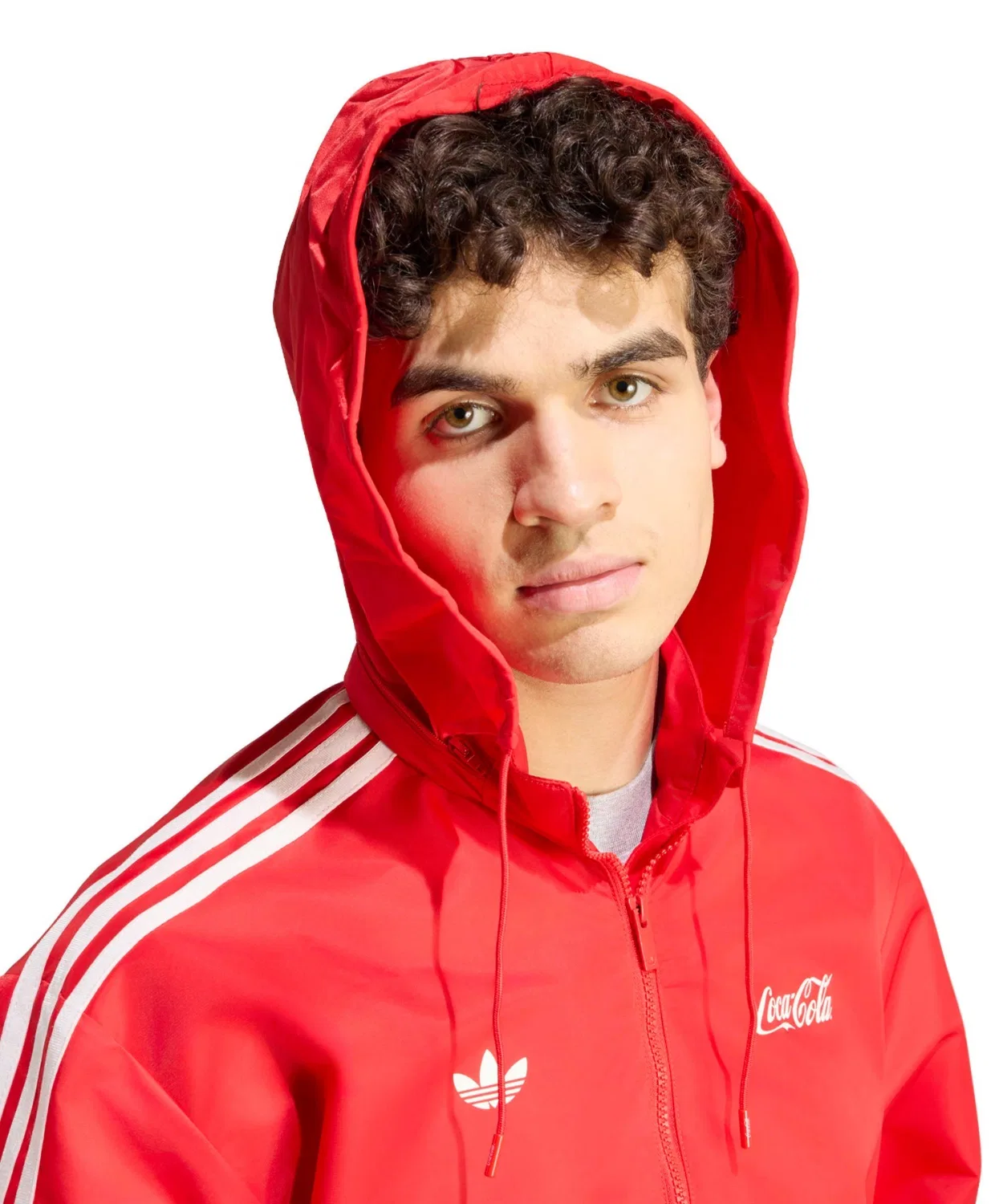 Мужская куртка из нейлона с капюшоном Coca Cola Classic Sport Nylon Parka Adidas, Red — фото 3