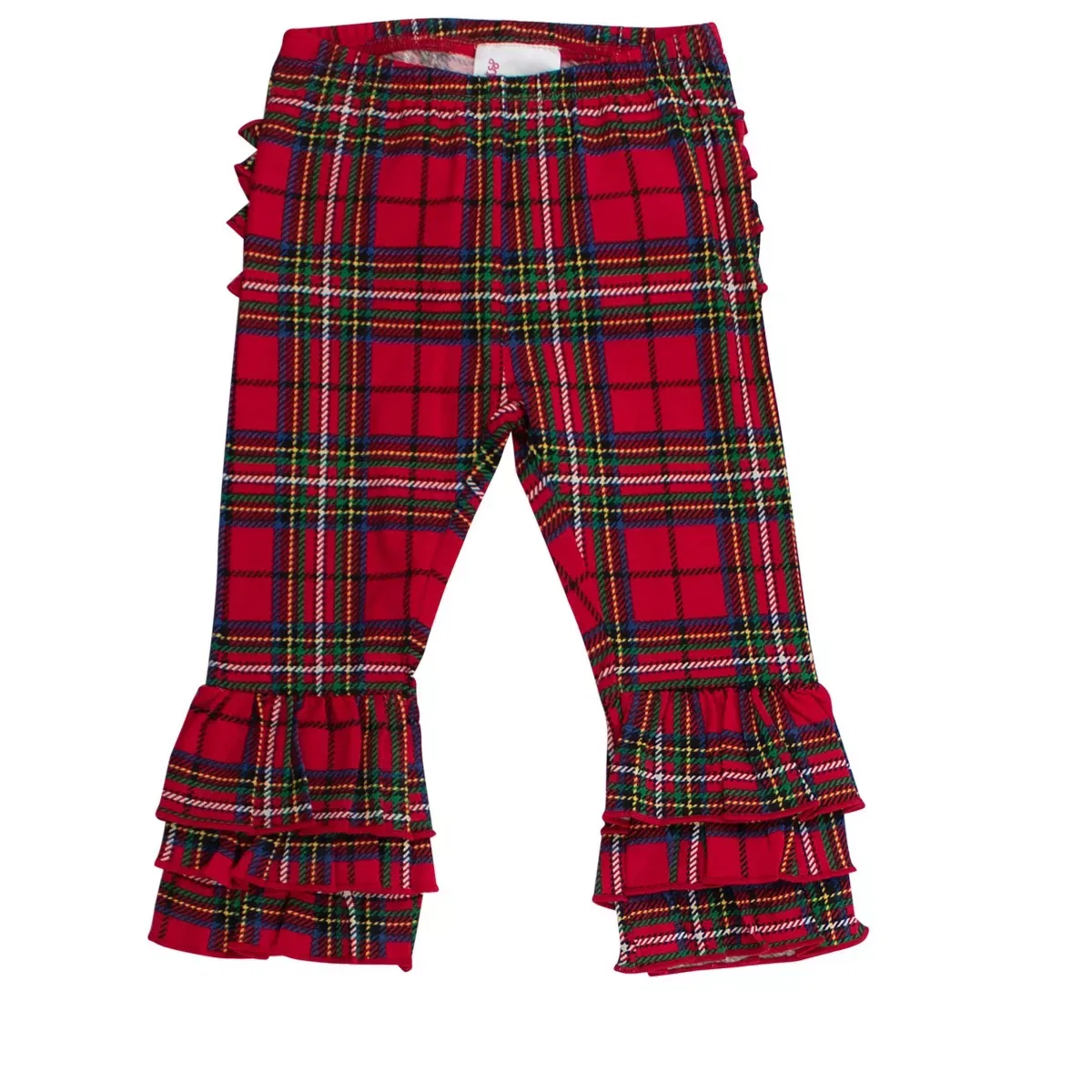 Детские брюки для девочек с оборками Ruffle Flare Pants RuffleButts, Red Nicholas Plaid — фото 2