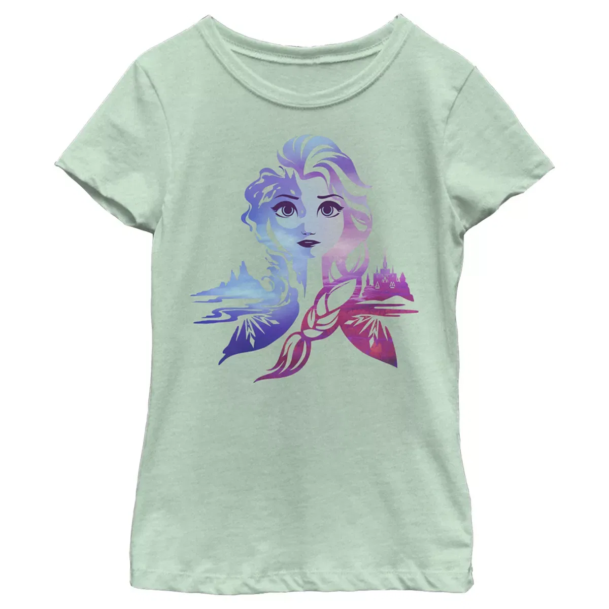Детская футболка с принтом Ice Art Princess Elsa Frozen 2, Mint