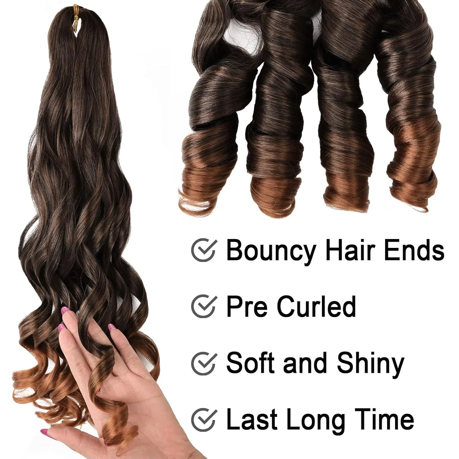 Наращивание волос French Curly Braiding Hair 24 дюйма Herkeymidy, T1B/30 — фото 2