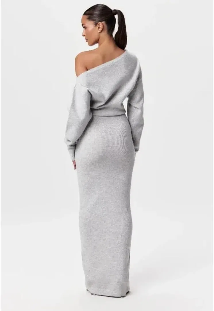 Женское вечернее платье с off-shoulder вырезом Generic, Gray — фото 2
