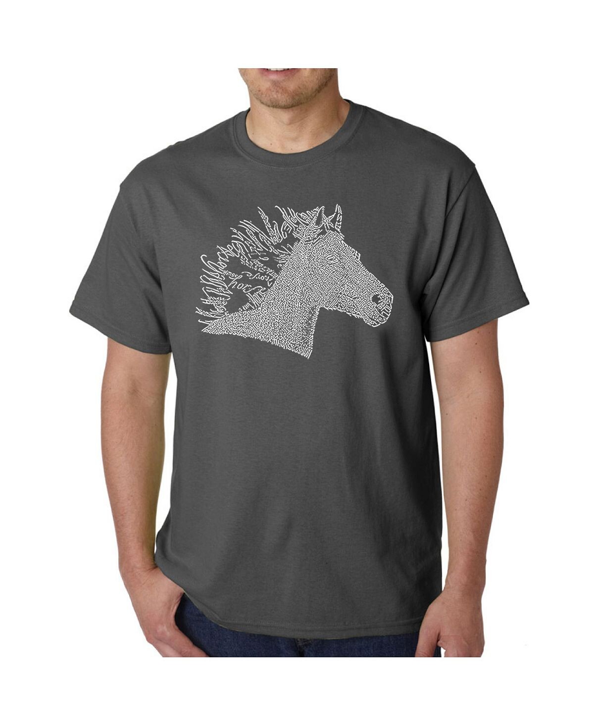

Мужская футболка word art - horse mane LA Pop Art, серый