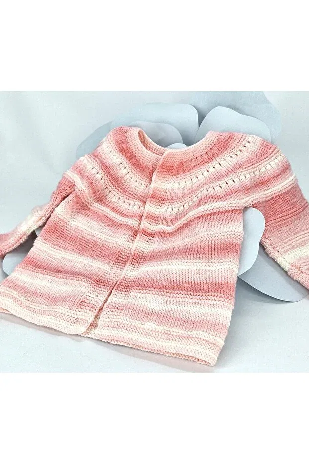 Детский кардиган для девочек вязаный Hand knitted baby girl cardigan Evitle, Pink Marbled