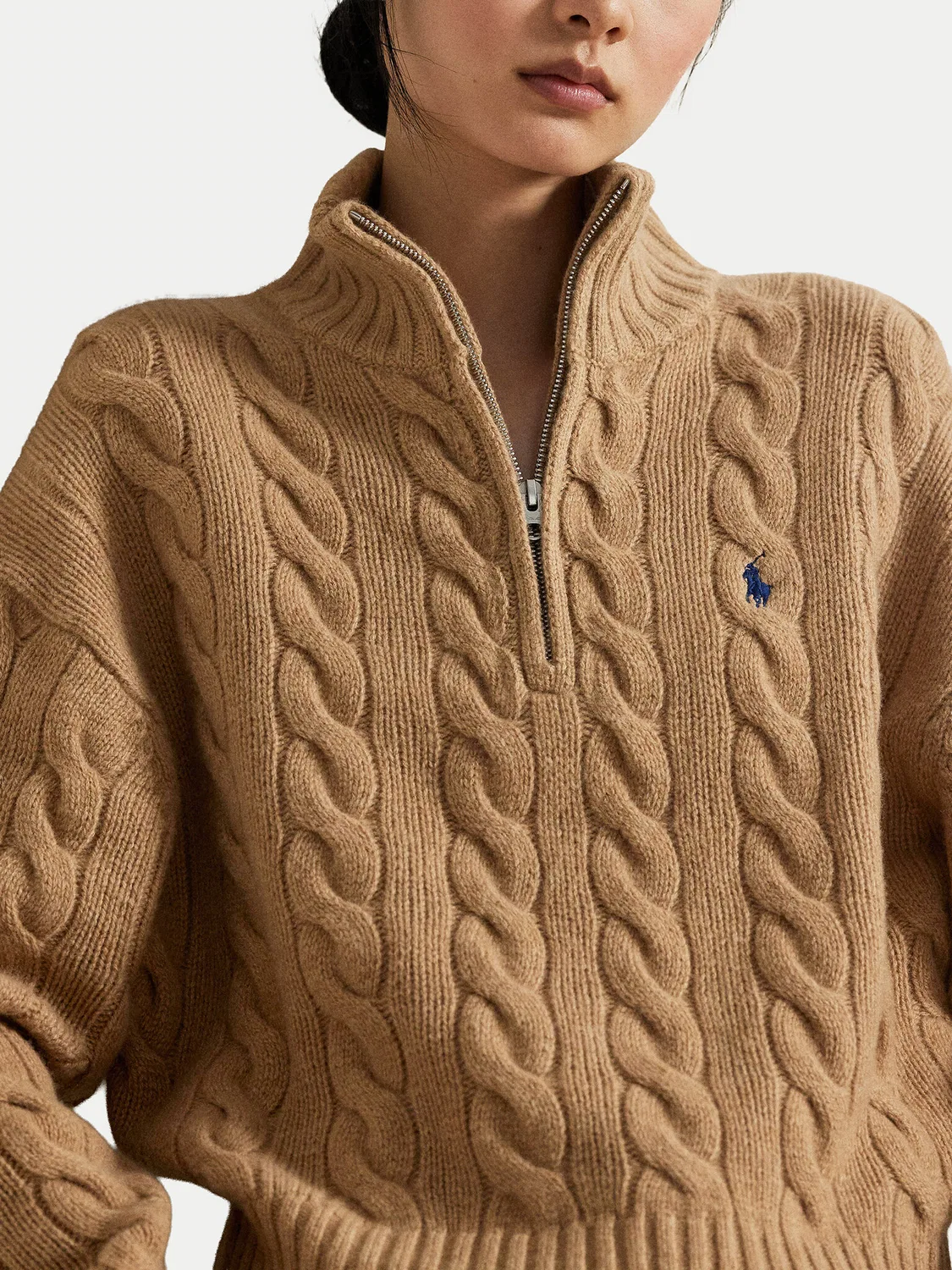 Женский пуловер свободного кроя Polo Ralph Lauren, бежевый — фото 4