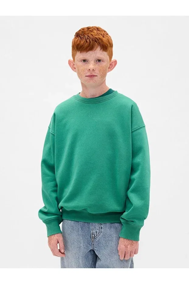 Детское для мальчиков свитшот свободного кроя VintageSoft Relaxed Crew Neck Gap, Green-001