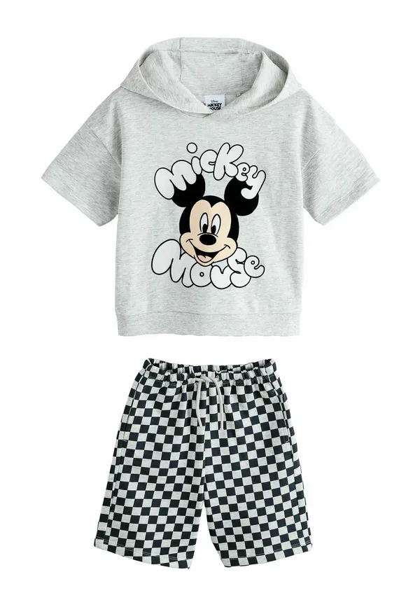 Костюм с капюшоном, принт Mickey Mouse, Regular fit - hooded set - hoodie Next, Grey Marl, Checkerboard, серый
