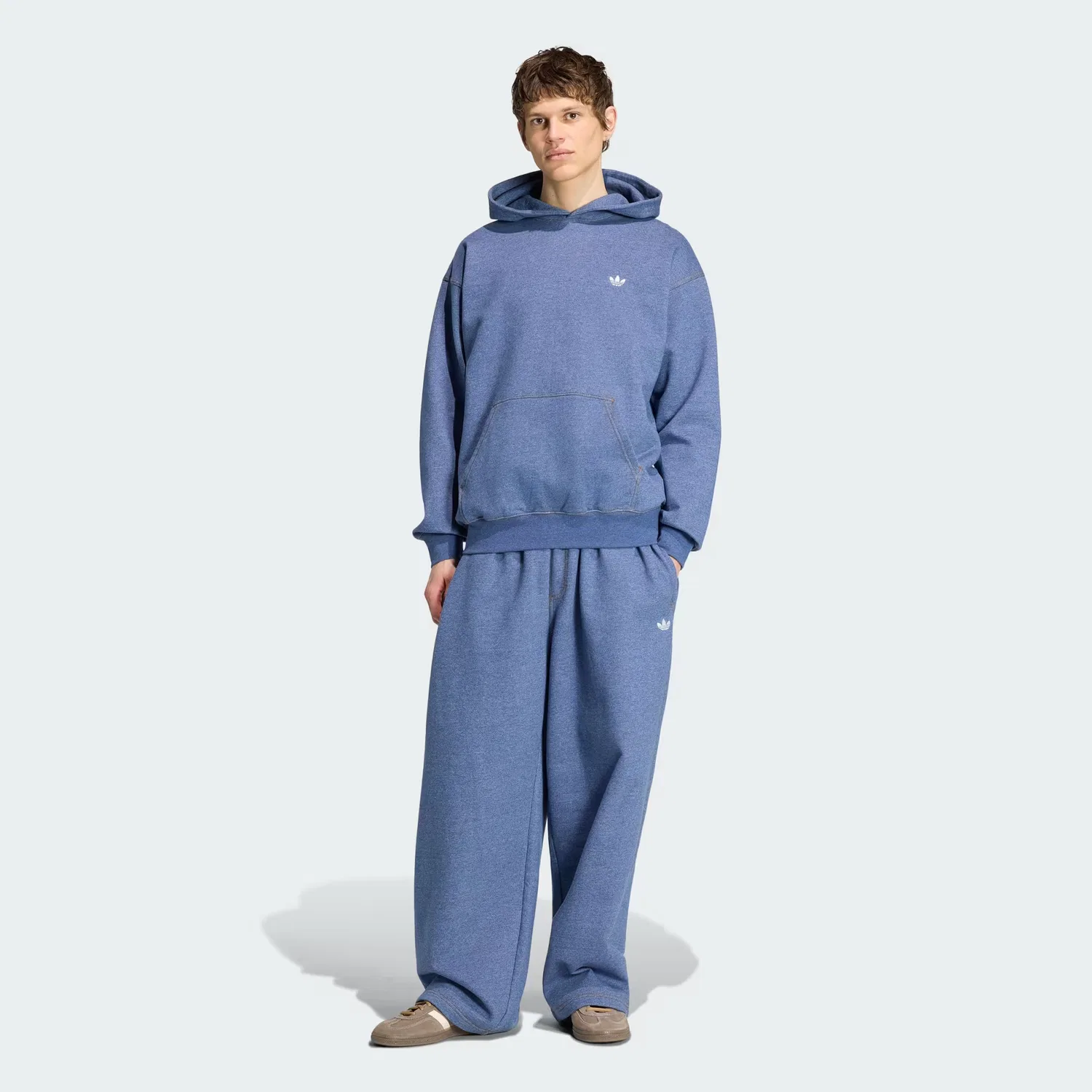 Мужское худи свободного кроя Trefoil Essentials Melange Adidas Originals, синий меланж — фото 4