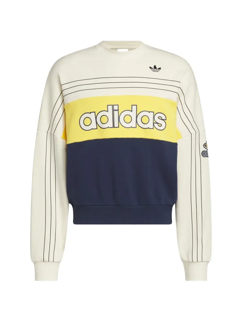 Свитер с логотипом и панелями Adidas, бежевый