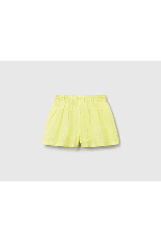 Детские шорты для девочек хлопковые с принтом United Colors Of Benetton, Sarı — фото 2