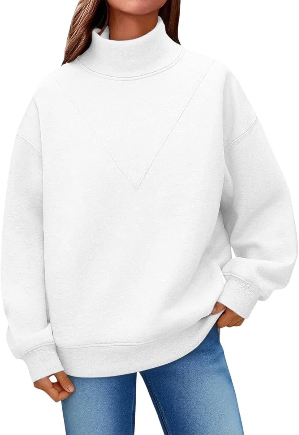 Женский свитшот с высоким воротом Warm Fleece Oversized, белый