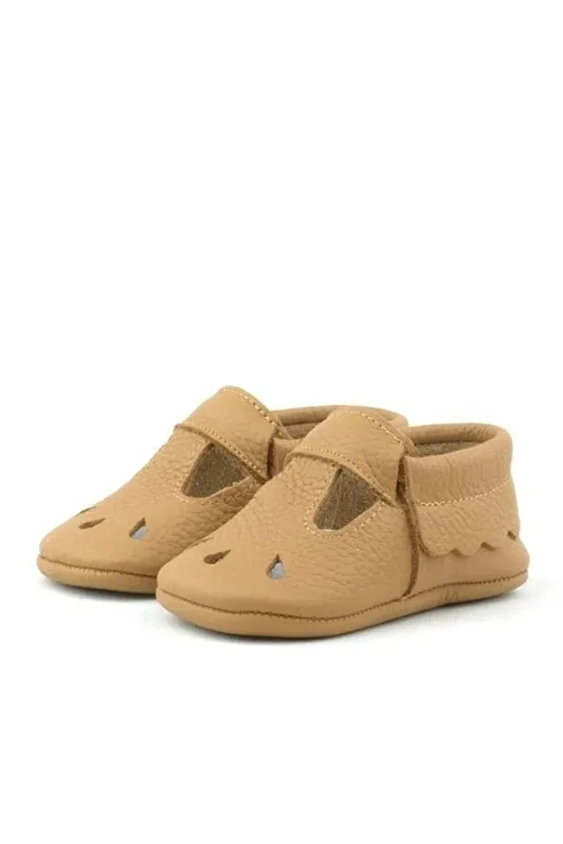 Детские пинетки для новорожденных кожаные Bubbles Hapshoe, Brown — фото 4
