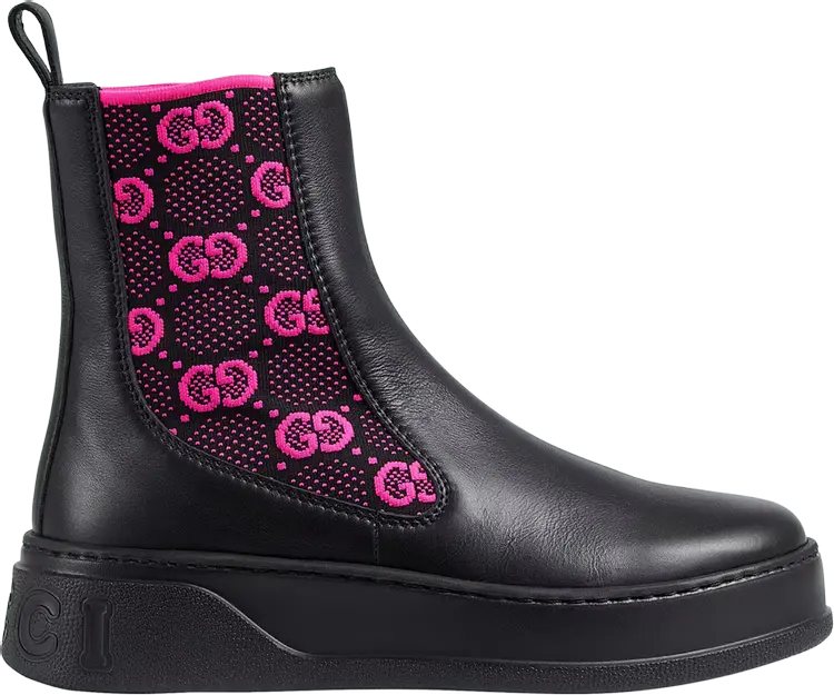 Кроссовки Gucci Wmns Boot GG Jersey - Black Fuchsia, черный