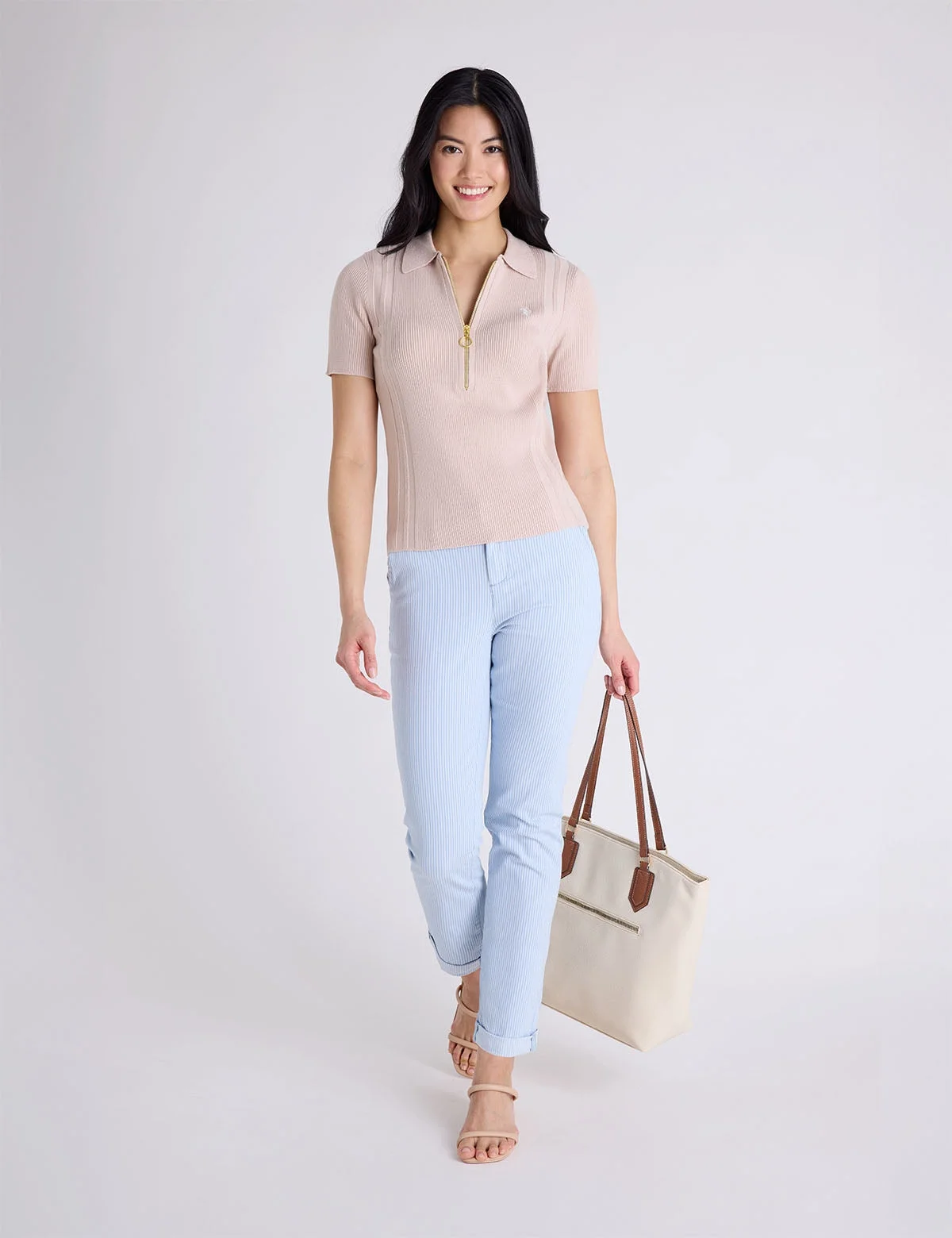 Женские брюки U.S. Polo Assn. Mid Rise Chino, голубой — фото 3