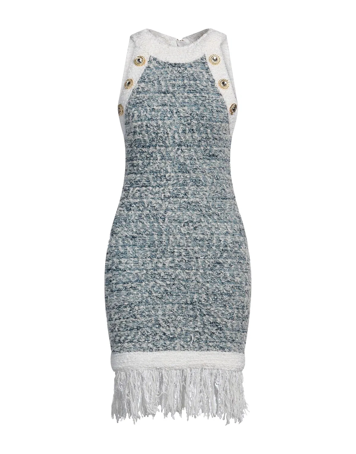 Женское платье-бодикон с кристаллами Balmain, синий