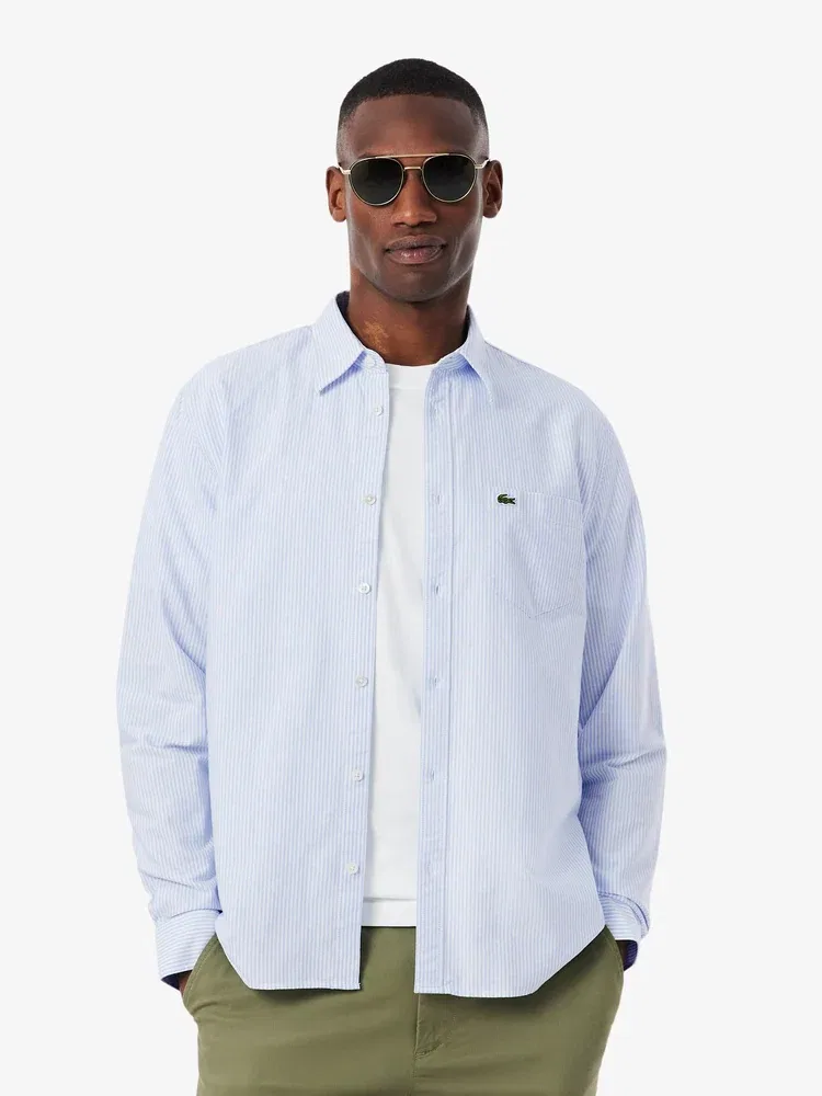 Рубашка с длинным рукавом оксфорд полосатая LACOSTE, Sky Blue