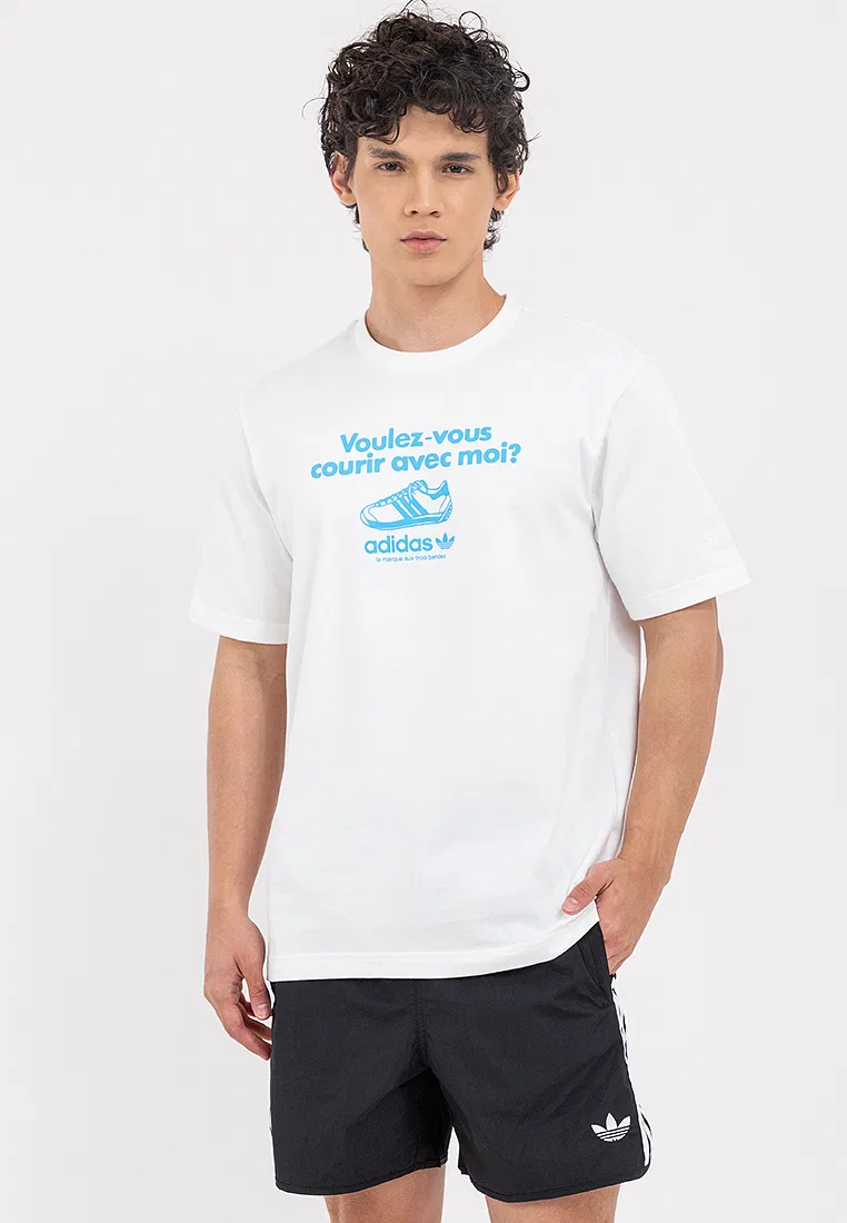 Футболка с принтом, короткий рукав, Graphic Tee Adidas, белый