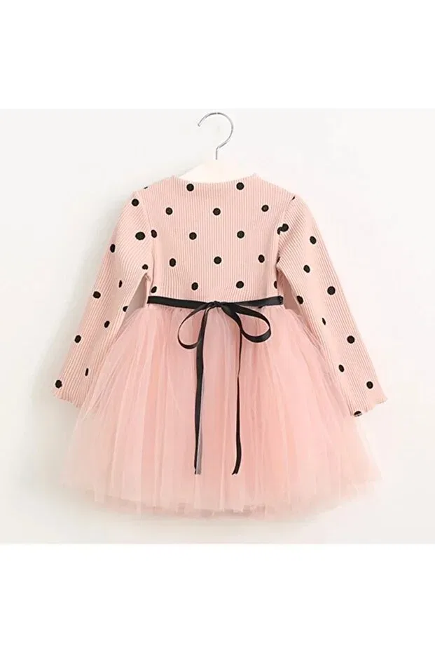 Детское платье для девочек с принтом Linda Long Sleeve Şirin Şeyler Butiği, Salmon